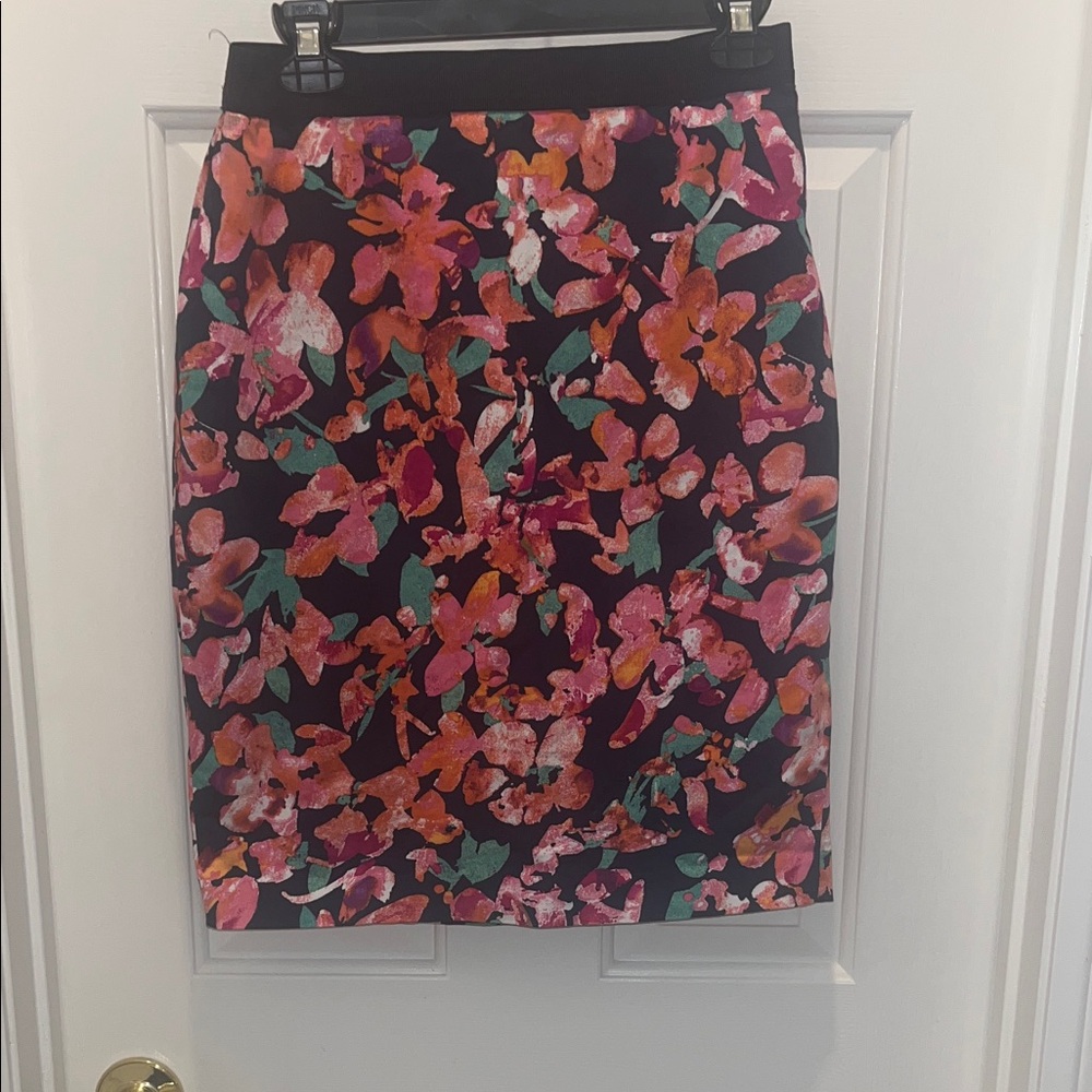 Ann Taylor Floral Pencil Skirt - Pink and Orange